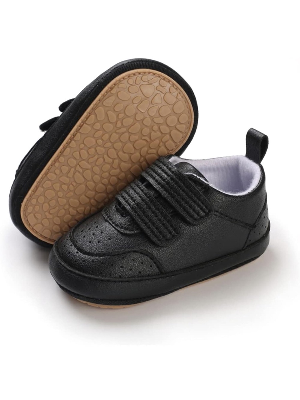 Kids Black Velcro Strap Sneakers